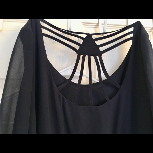 NWOT Dress Navy Blue Lattice Back  belted AGB - Picture 4 of 6